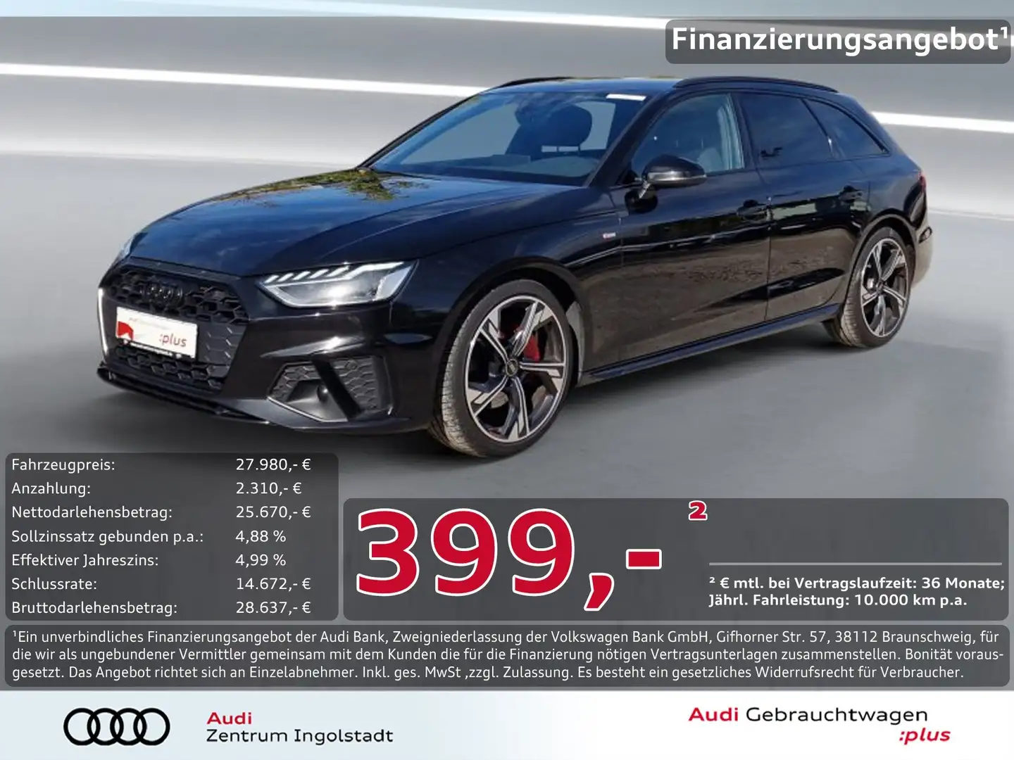 Audi A4 Avant 40 TDI qu 3x S line comp.+ ACC B&O 19" Nero - 1