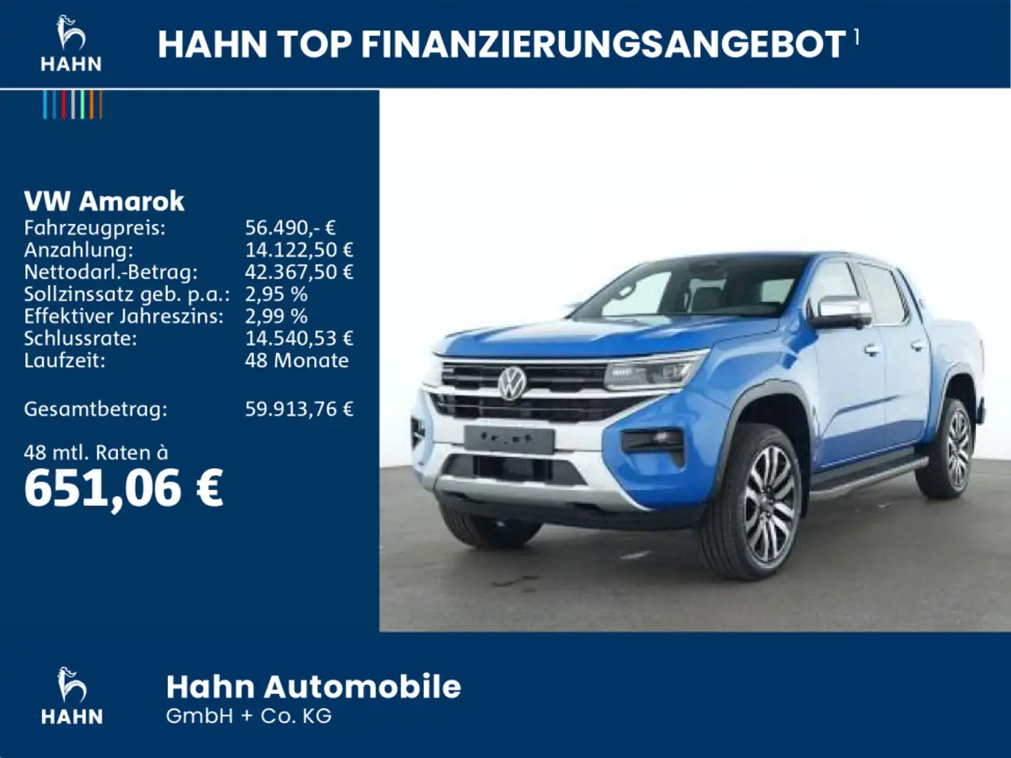 Volkswagen Amarok Aventura 3,0TDI 177KW 4MOTION AHK COVER Blau - 2