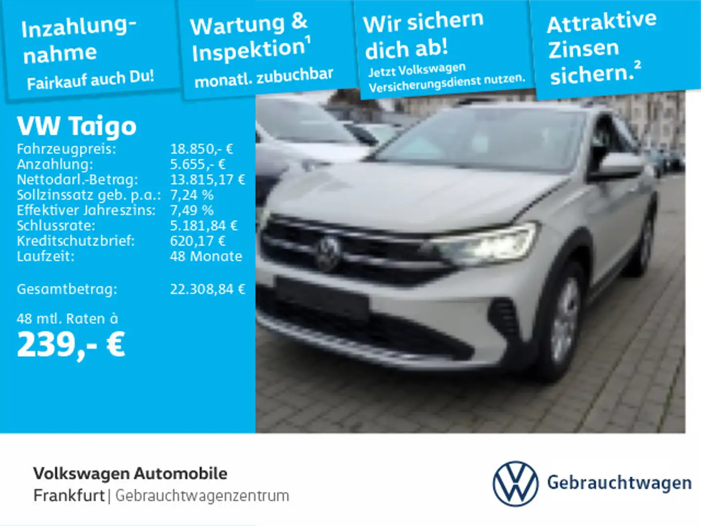 Volkswagen Taigo 1.0 TSI Life FrontAssist LED DAB+ Grau - 1