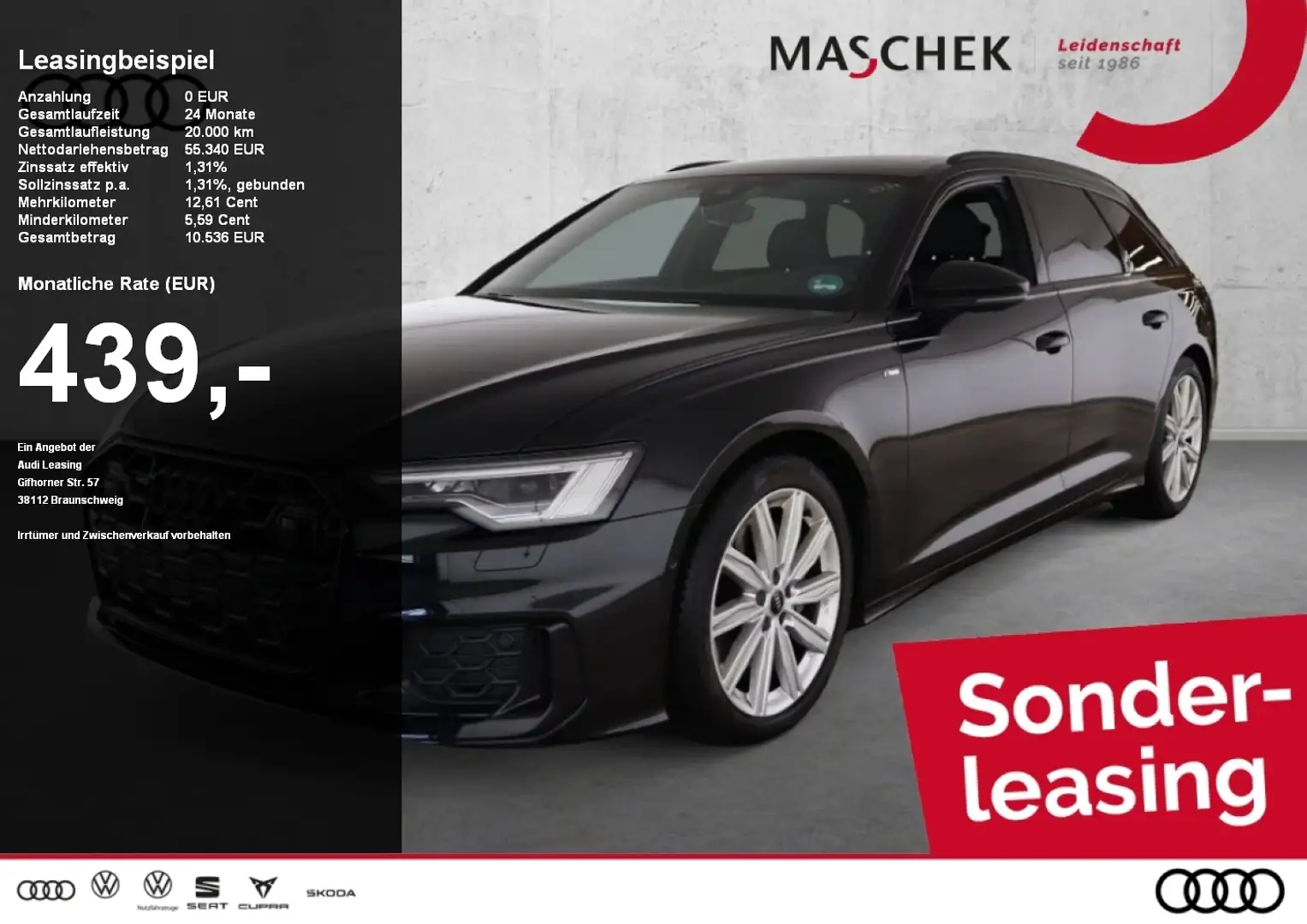 Audi A6 Avant S line 50 TDI AHK Pano Black Matrix ACC Memo Schwarz - 1