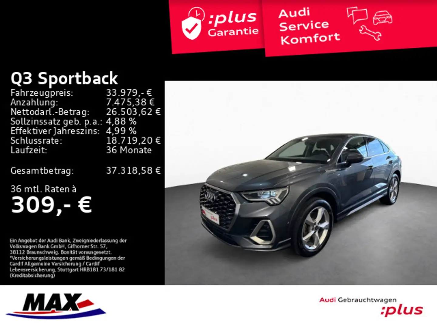 Audi Q3 45 TFSI e S LINE +MATRIX+PANO+NAVI+ Grau - 1