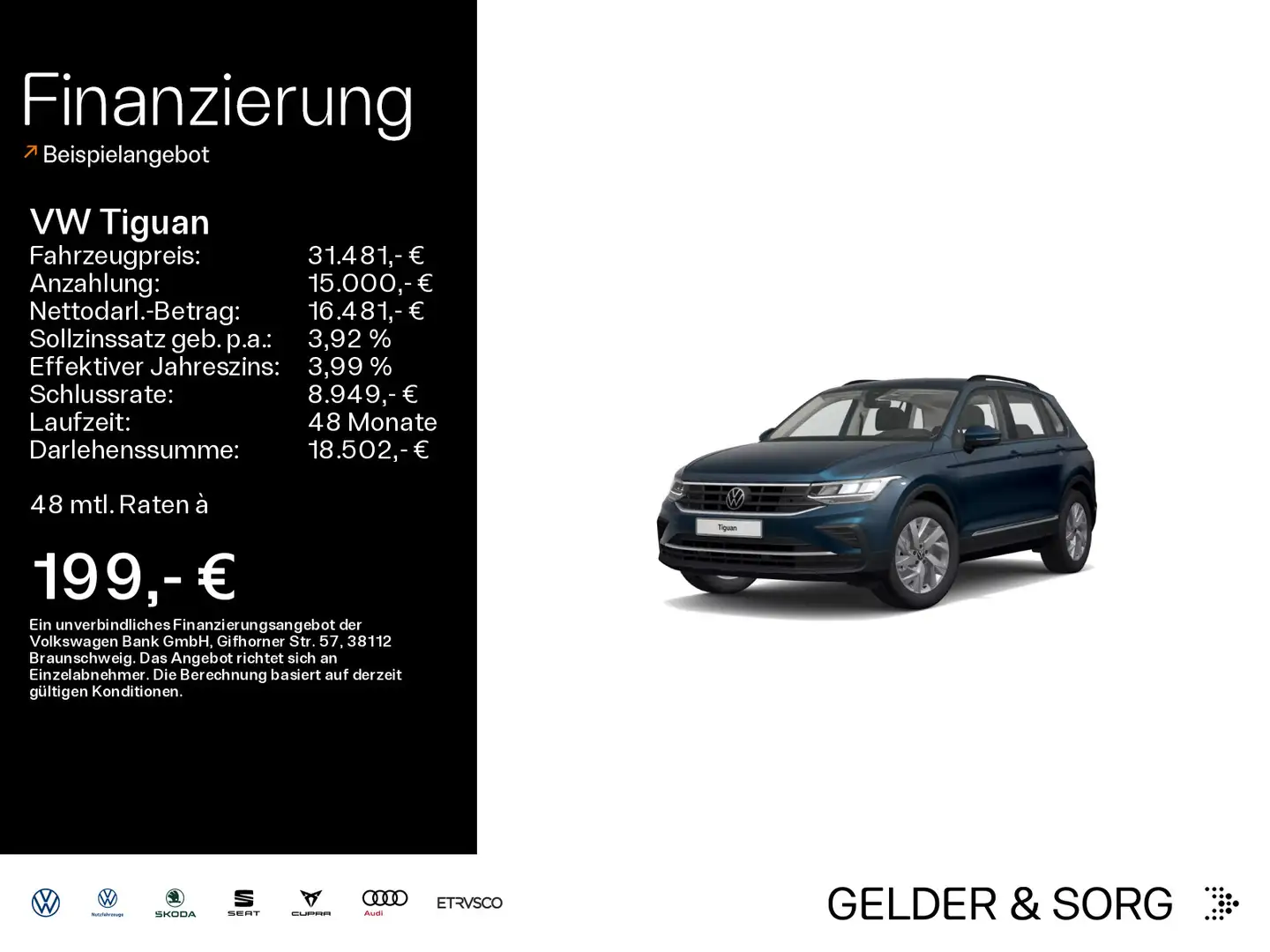 Volkswagen Tiguan Life 2.0 TDI Stand*Navi*ACC*AHK*LED*DAB+ Blau - 1