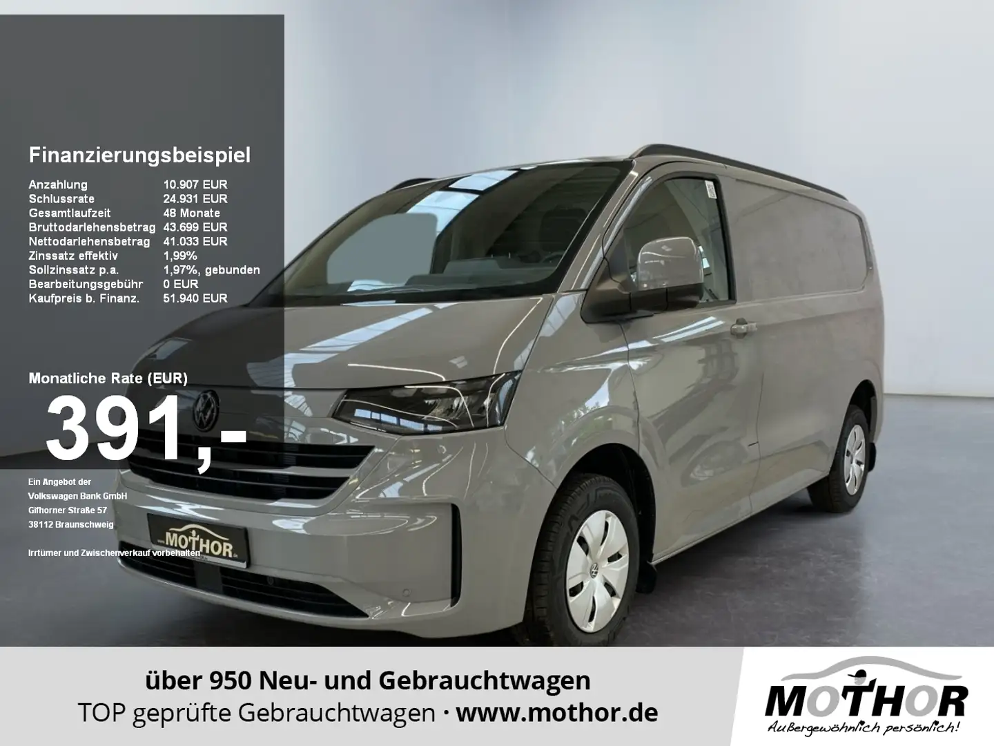 Volkswagen T7 Transporter Kasten 2.0l TDI Lenkradheizung siva - 1