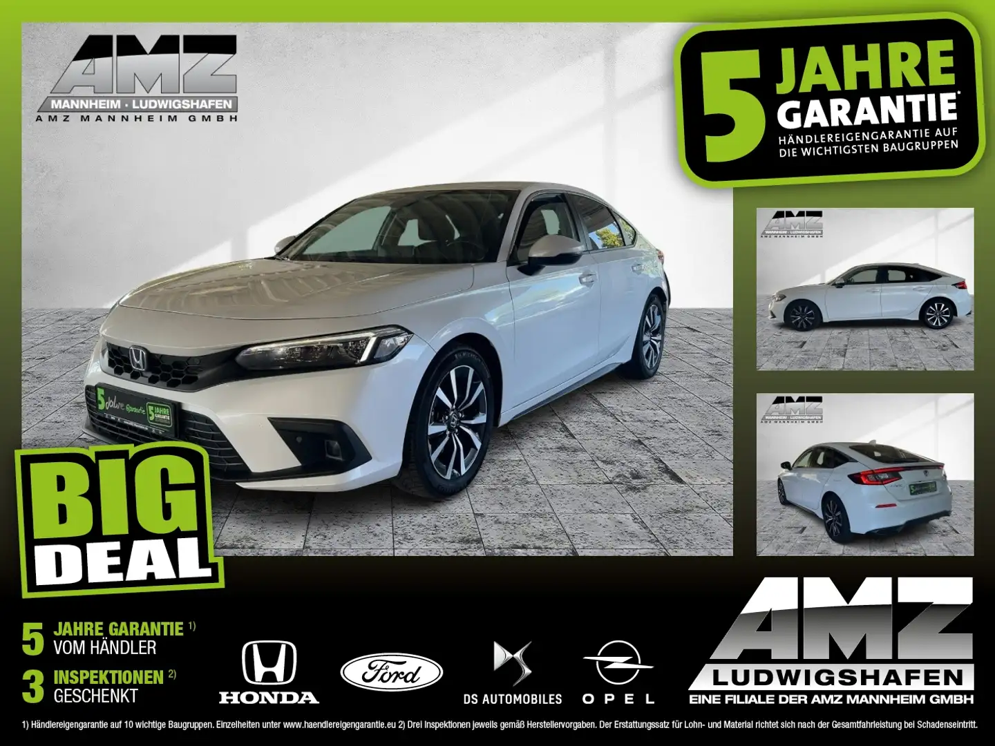 Honda Civic 2.0 i-MMD e:HEV Elegance ACC+LED+Navi+SHZ Blanc - 1