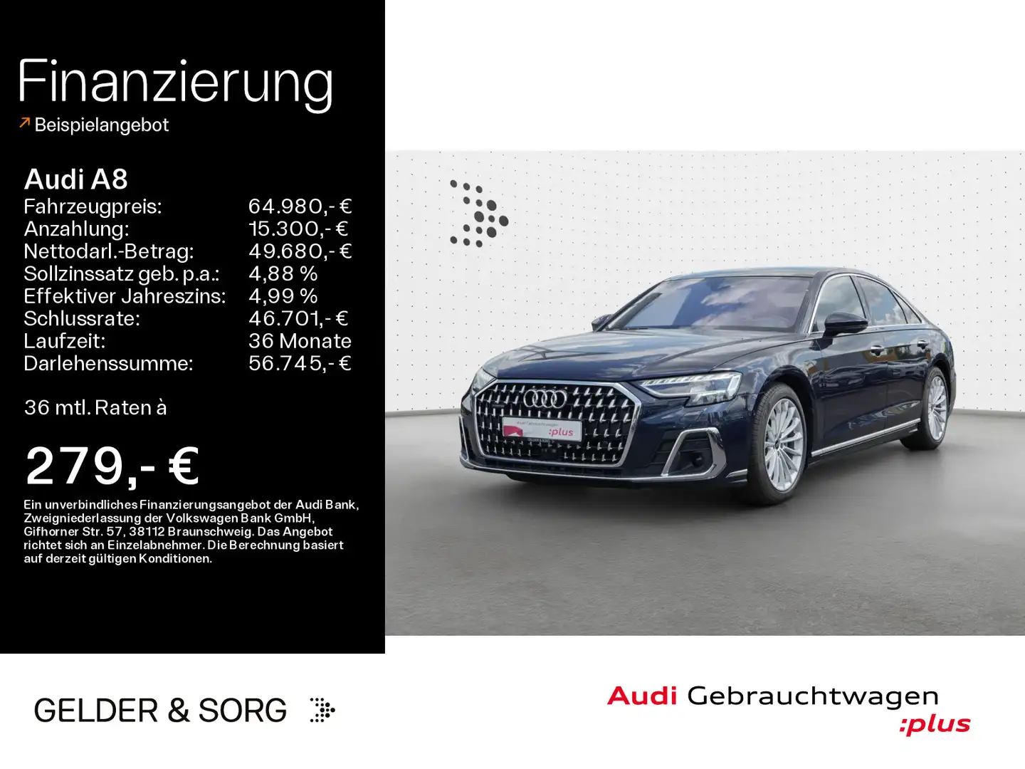 Audi A8 50 TDI qu. Pano*Air*Stand*HuD*Matrix*ACC*360° Niebieski - 1