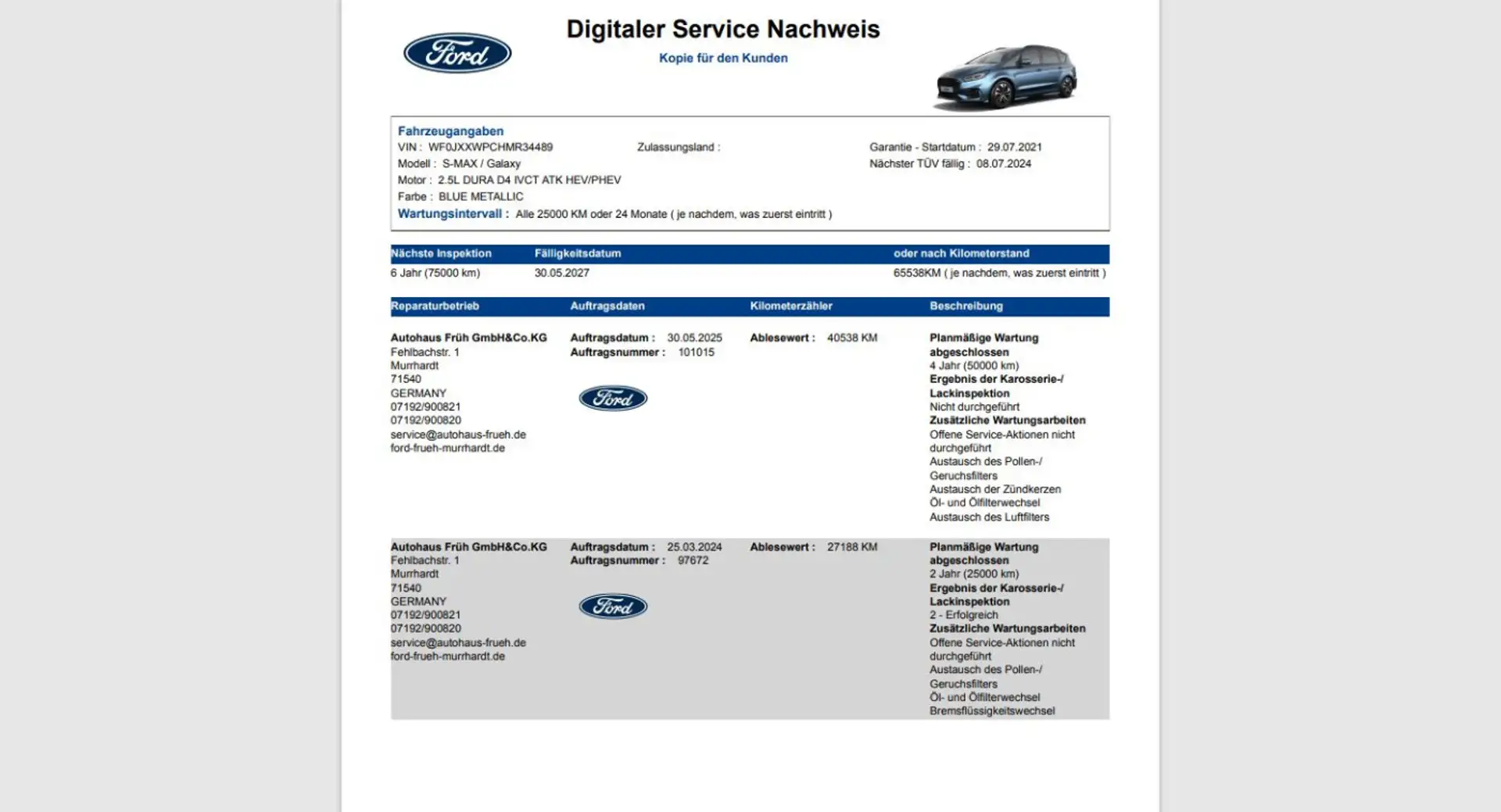 Ford S-Max ST-Line Voll-LED Navi 2xKamera ACC PDC SHZ Blauw - 2