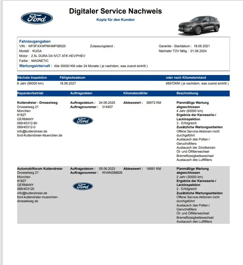 Ford Kuga PHEV Titanium X Navi 2xKamera LED Leder Gris - 2