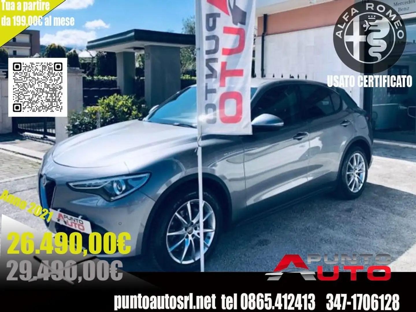 Alfa Romeo Stelvio 2.2 190 CV AT8 Q4 PALETTE-TELECAMERA PELLE Grigio - 2