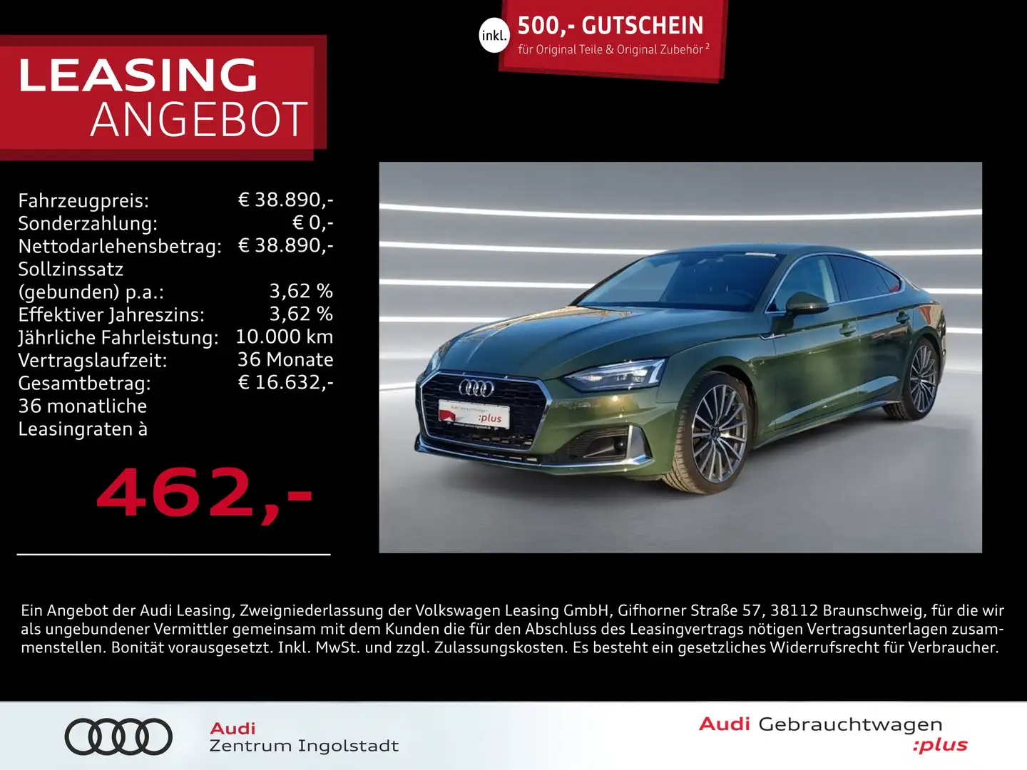 Audi A5 Sportback 40 TFSI NAVI AHK 19" virtual Advanced Grün - 1