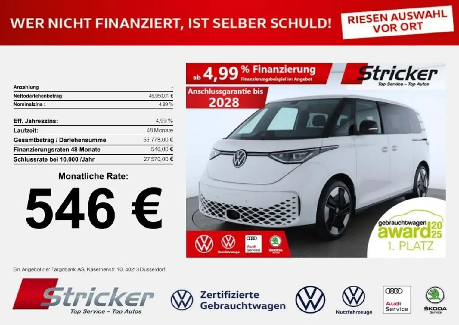 Volkswagen ID. Buzz Pro 150/77 546,-ohne Anzahlung AHK ACC IQ.Light K Weiß - 1