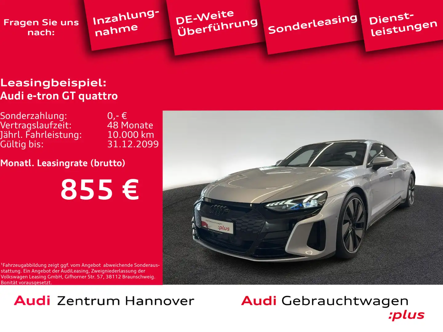 Audi e-tron GT 350 kW Pano Laser B&O Memory A Silber - 1