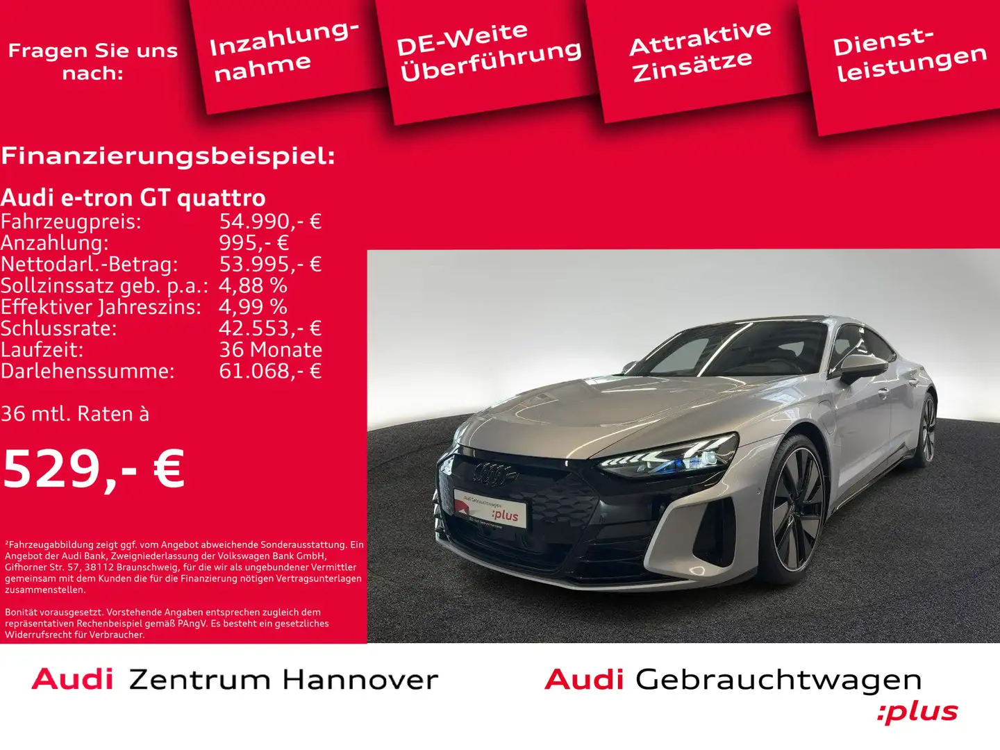 Audi e-tron GT 350 kW Pano Laser B&O Memory A Silber - 2