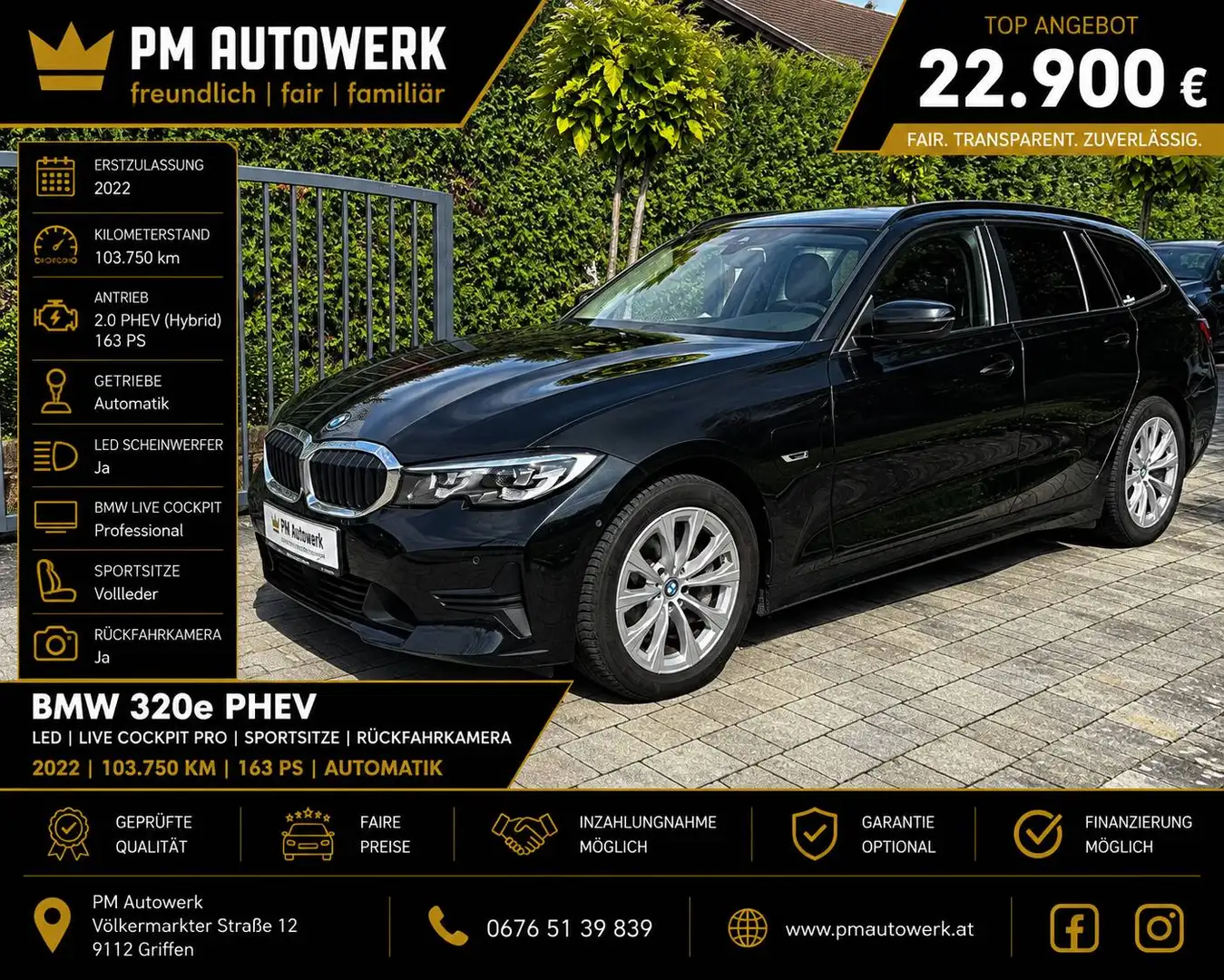 BMW 320 320e PHEV Touring Advantage Aut. *Sportsitze Leder*Hybrid*LED* Schwarz - 1