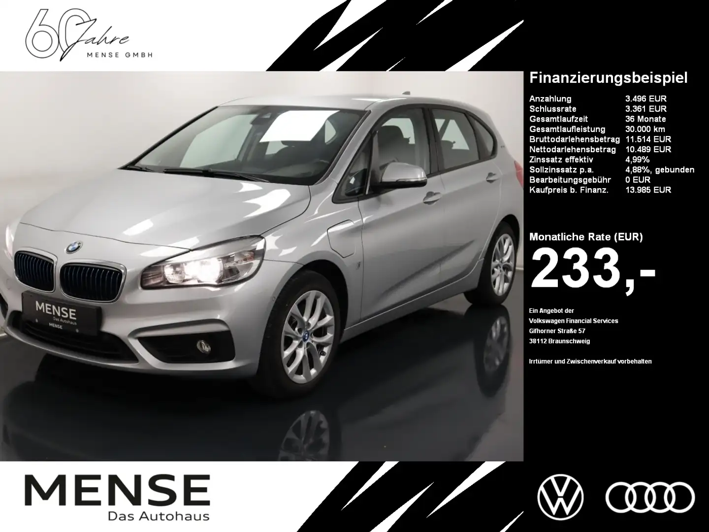 BMW 225 ActiveTourer  xe iPerformance ACC DynLicht AUT Argent - 1