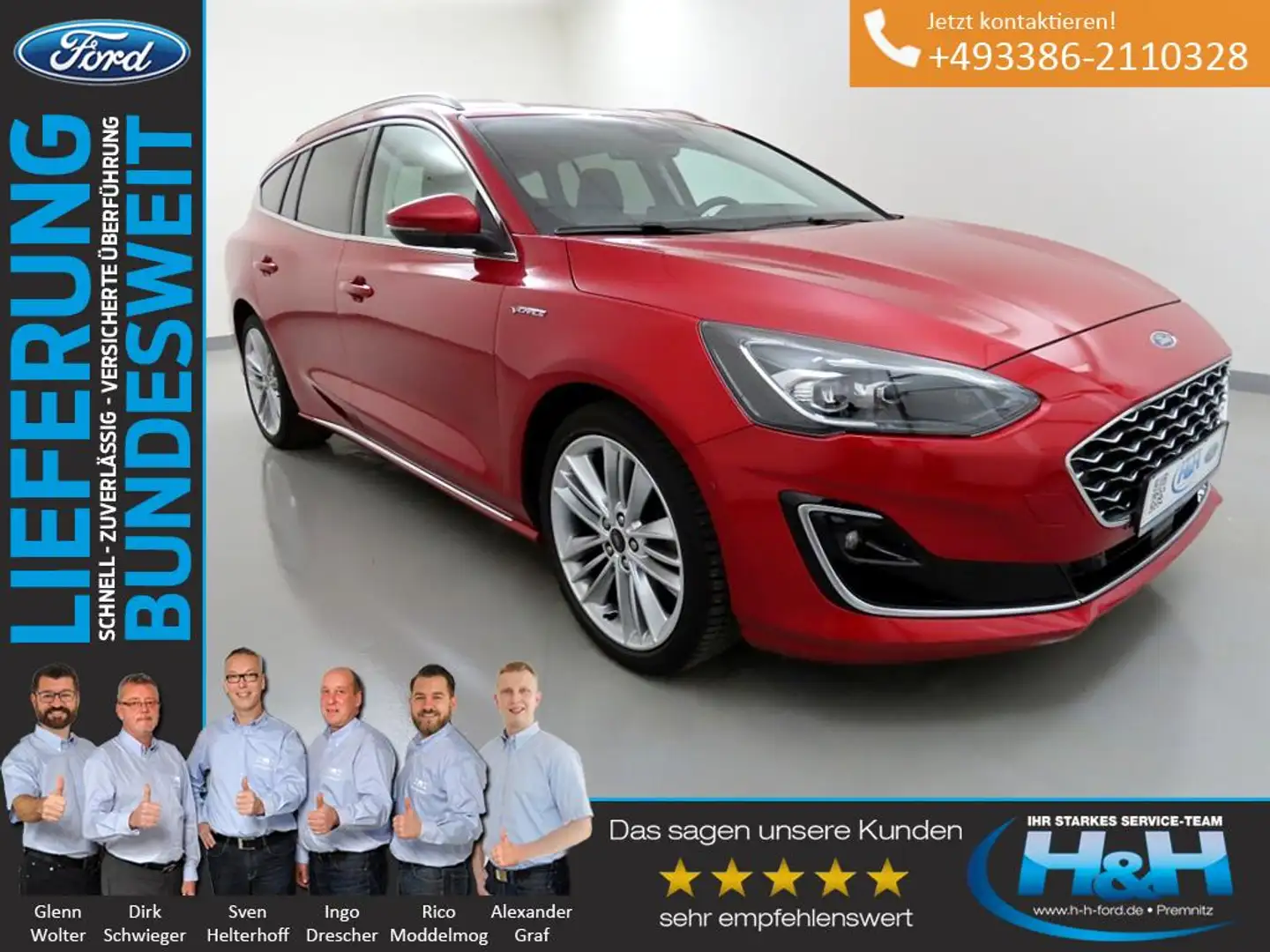 Ford Focus Turnier 1.0 M-Hybrid Vignale LED+ACC Rot - 1