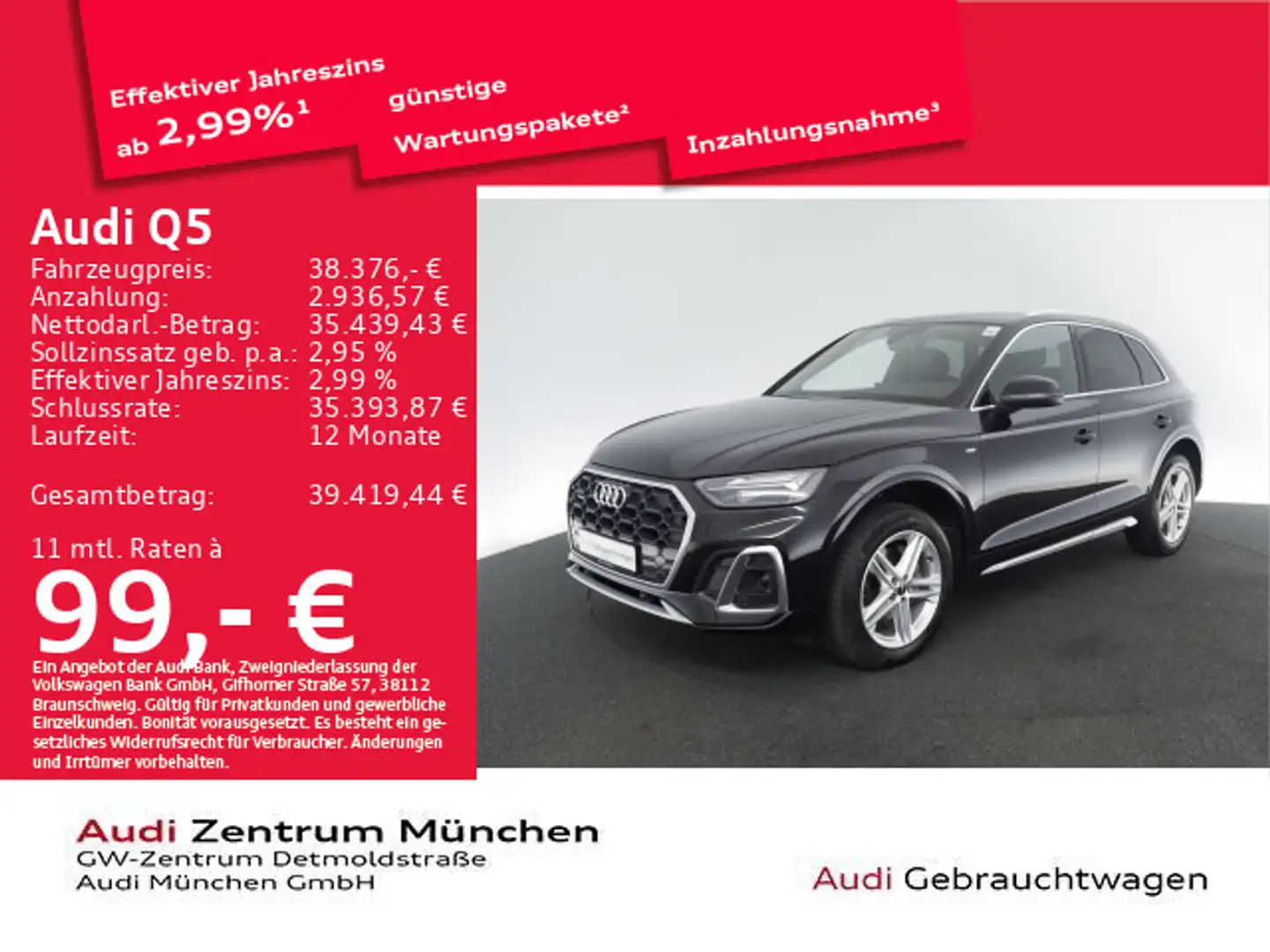 Audi Q5 40 TDI qu. S tronic 2x S line AHK/VIrtual+/Ka Schwarz - 1
