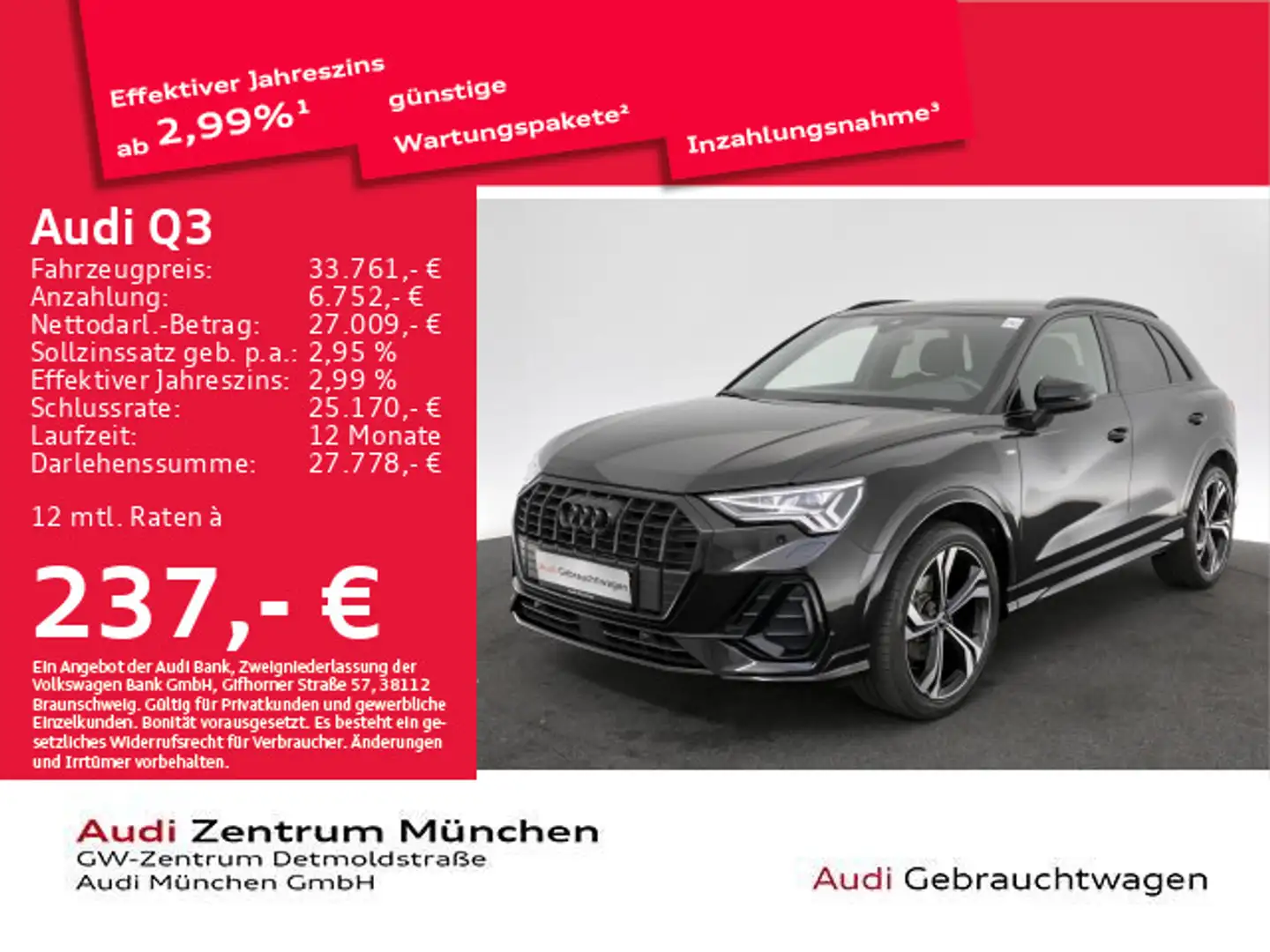 Audi Q3 35 TDI S tronic S line Matrix/Virtual+/Navi+ Zwart - 1