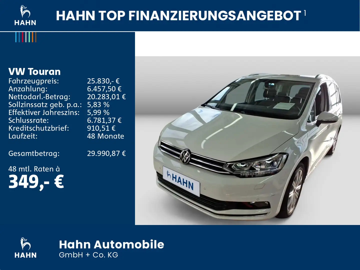 Volkswagen Touran 1.5TSI Highline 7-Sitzer ACC LED AppCon S Weiß - 2