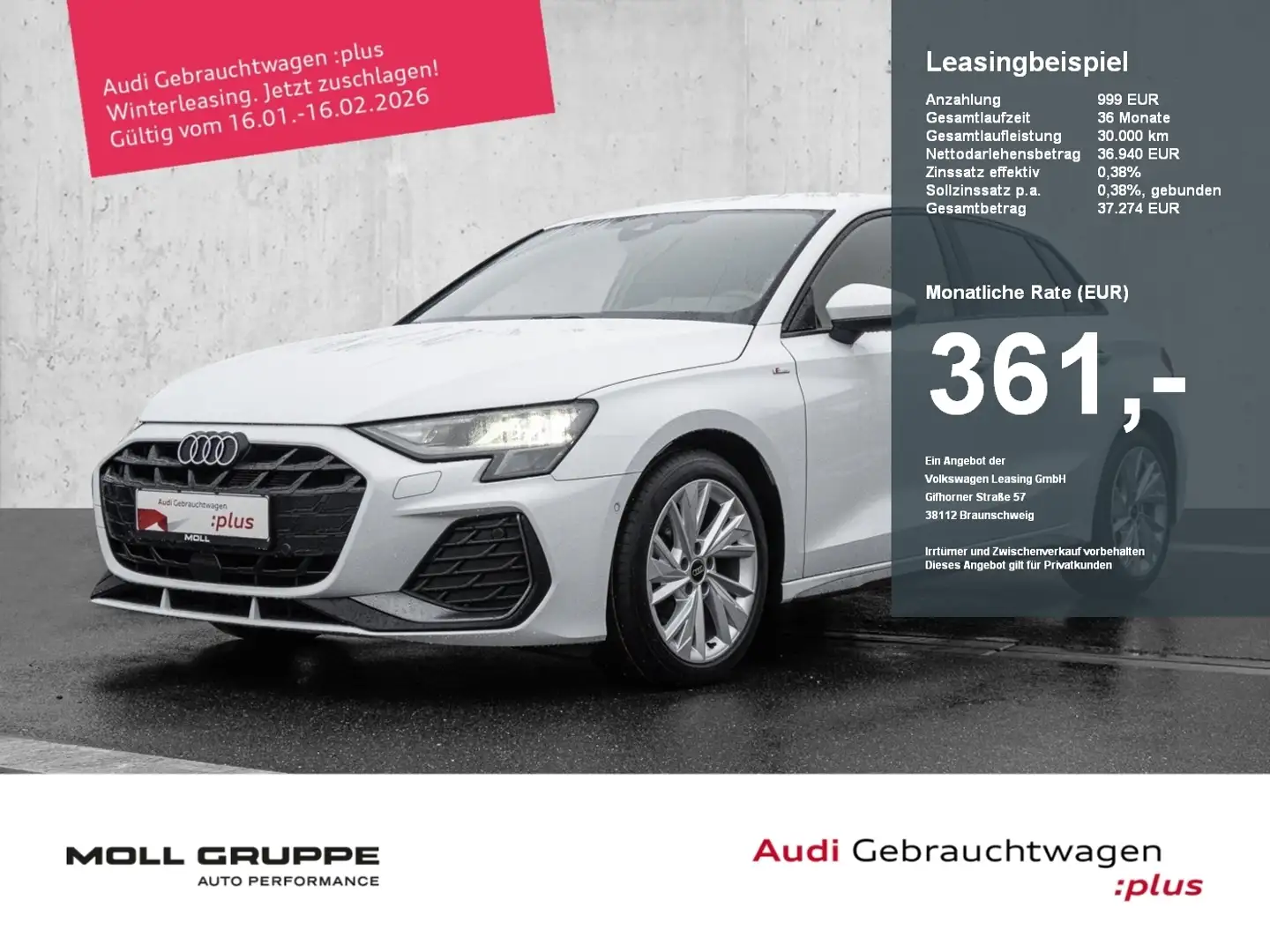Audi A3 Sportback 35 TDI S tronic S line Weiß - 1