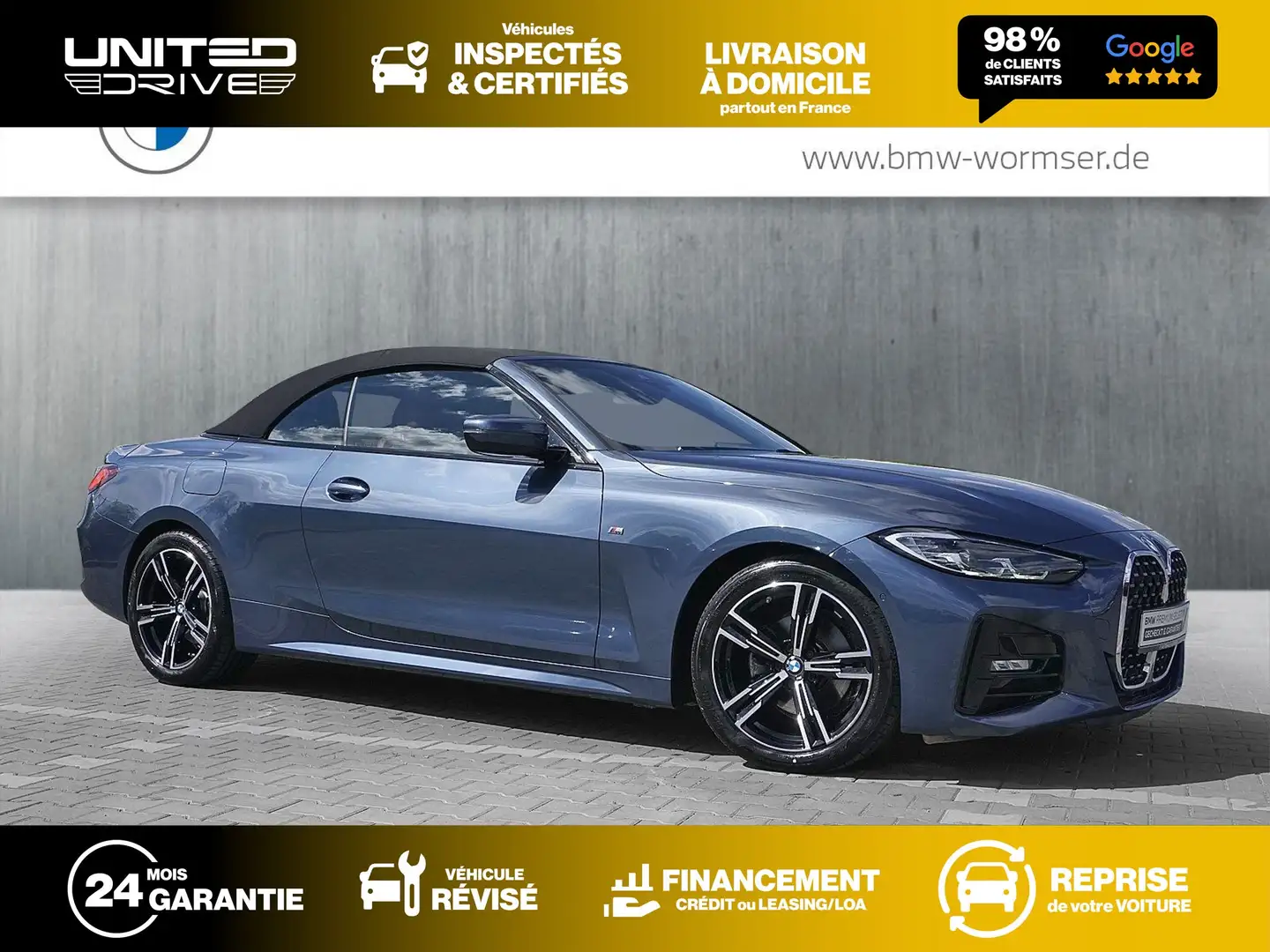 BMW 420 Cab 420i 184 ch BVA8 M Sport Bleu - 1