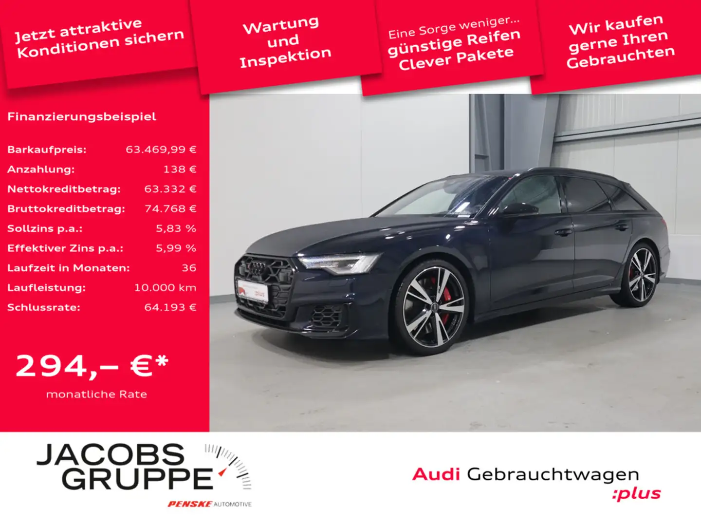 Audi S6 Avant 3.0 TDI quattro B&O*Panorama*AreaView * Blau - 1