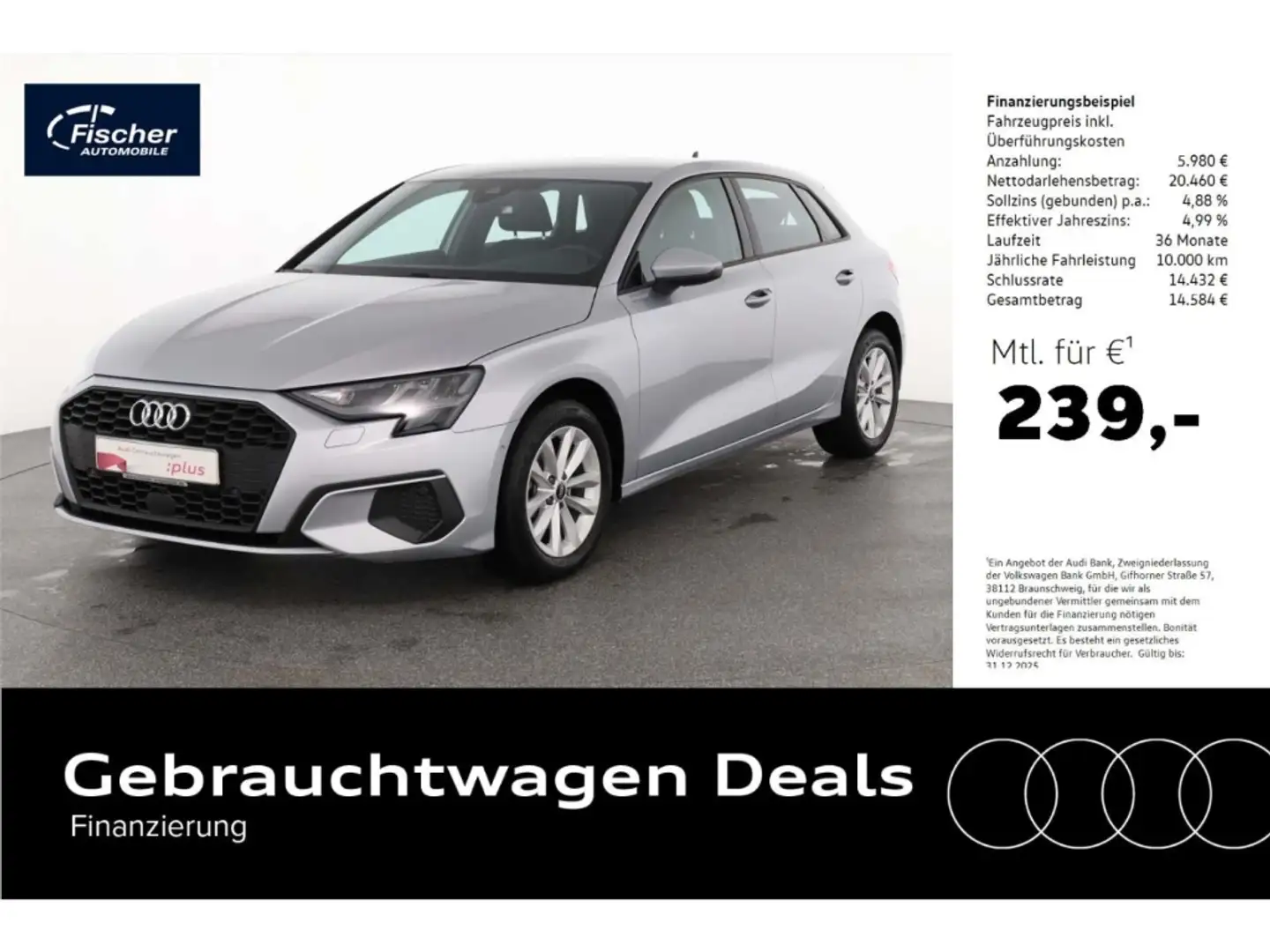 Audi A3 Sportback 30 TDI NAV/LED/Virt+ Silber - 1
