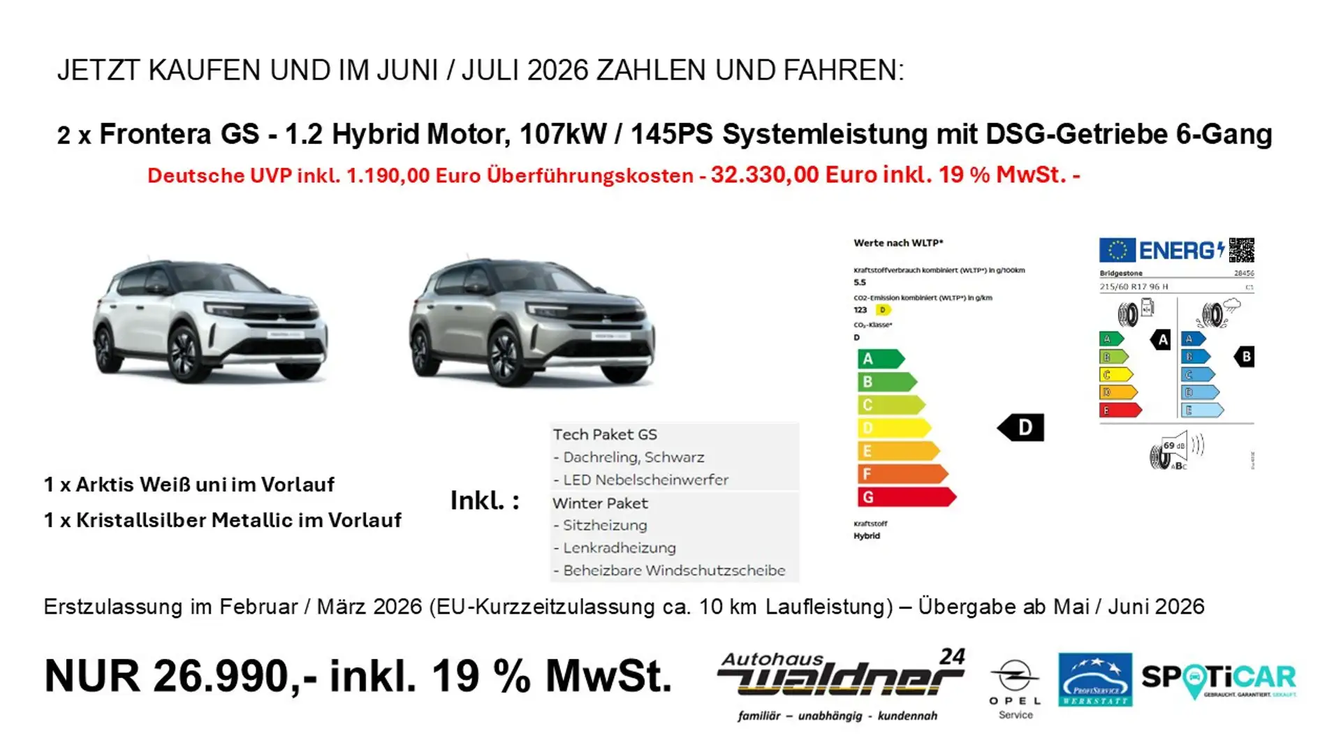 Opel Frontera GS MHEV 107kW 145PS 6-AT Weiß - 1