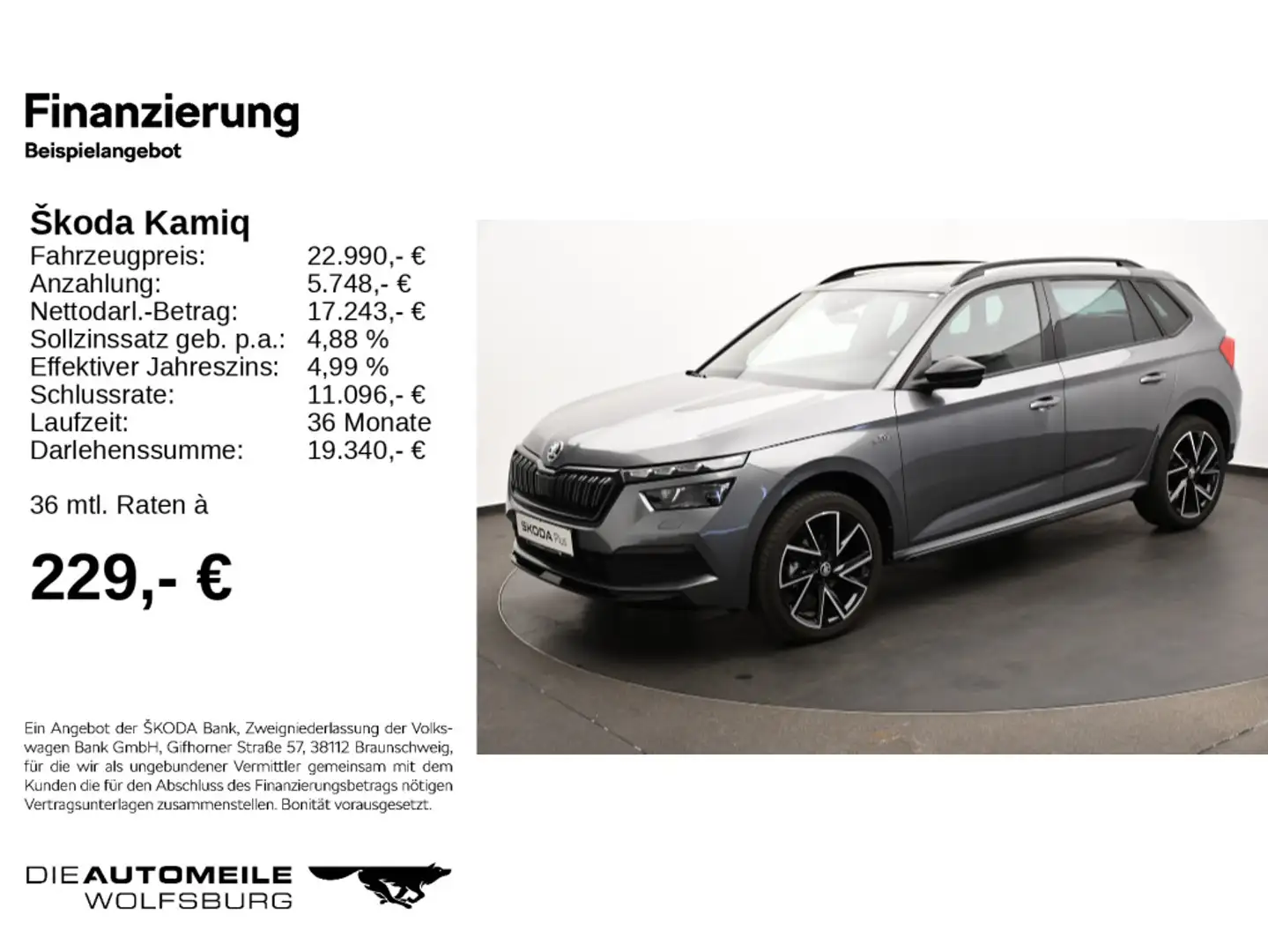 Skoda Kamiq 1,0 TSI DSG Monte Carlo ACC/Pano/Rückkam Grau - 2
