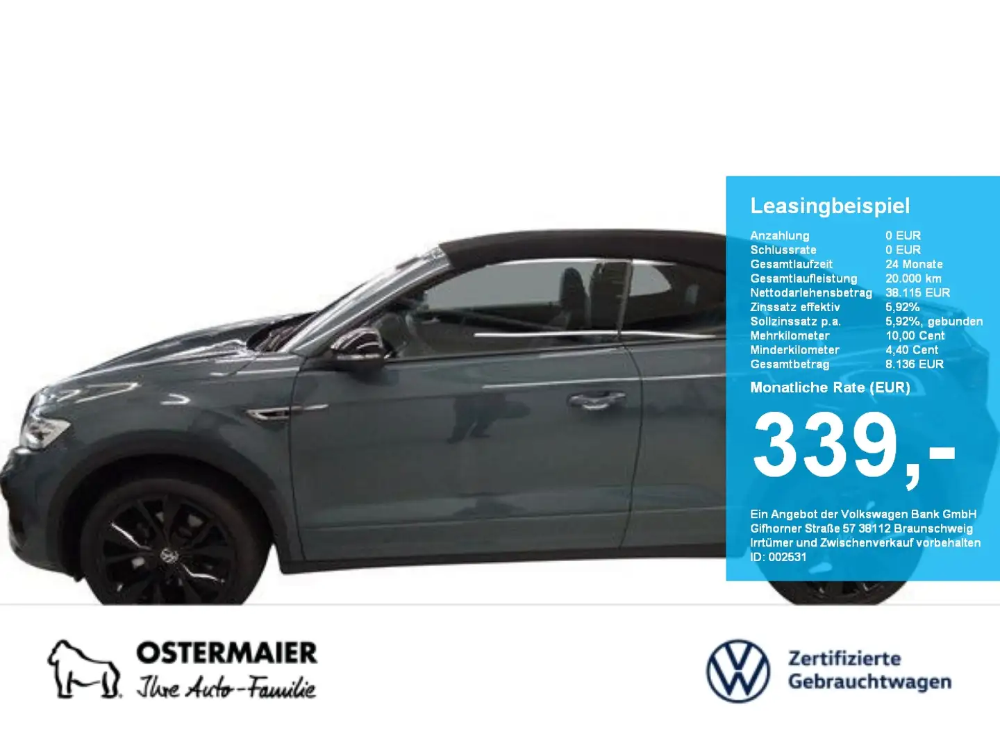 Volkswagen T-Roc Cabriolet R-LINE BLACK STYLE 1.5TSI 150PS DSG ACC. Blau - 1