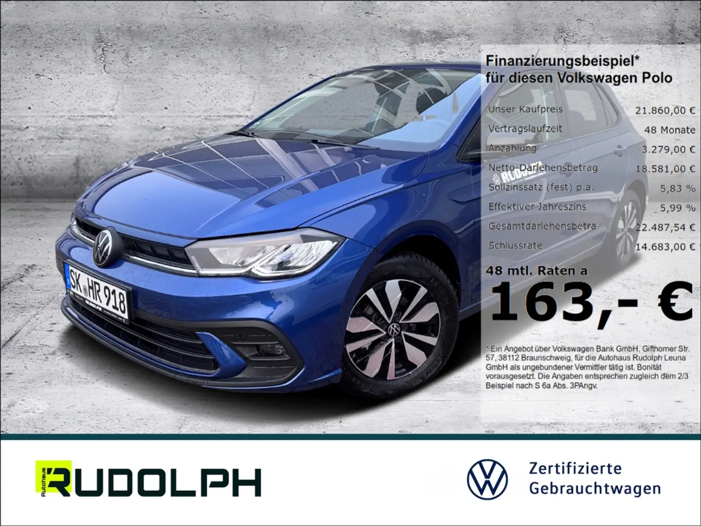 Volkswagen Polo Goal 1.0 TSI 5-Gang LED Navi BT SHZ PDC Klima ACC Blau - 1