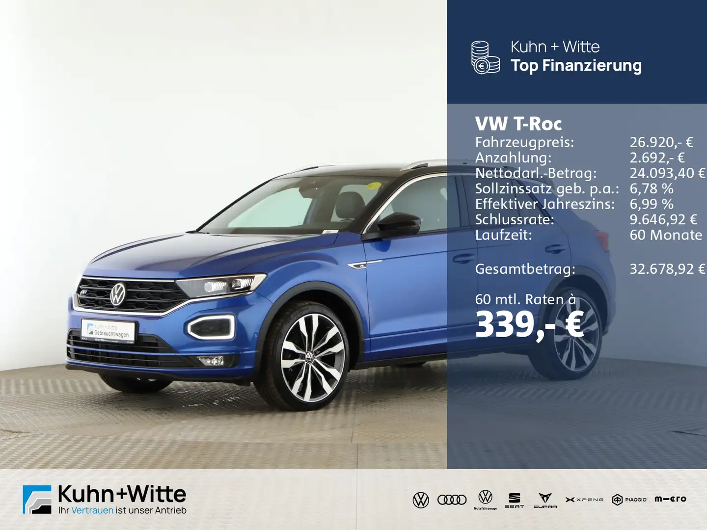 Volkswagen T-Roc 2.0 TSI Sport 4M *LED*RFK*Beats*Navi*Apple Blau - 1