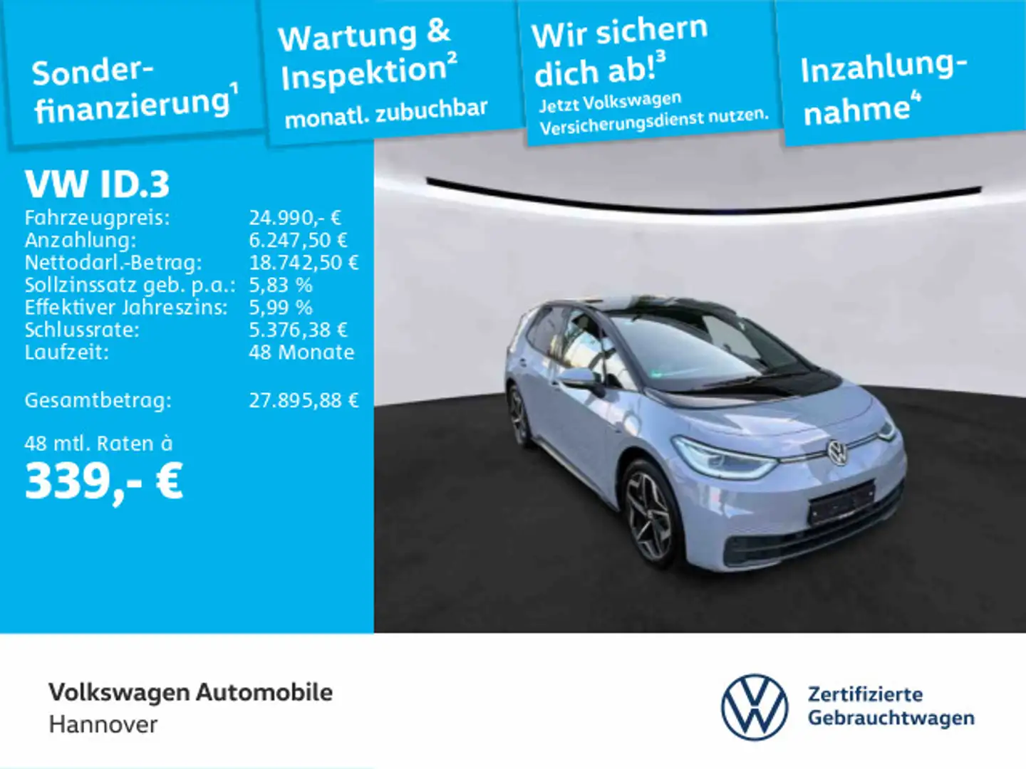 Volkswagen ID.3 Pro S Navi LED CAM HUD PDC SHZ Grau - 1