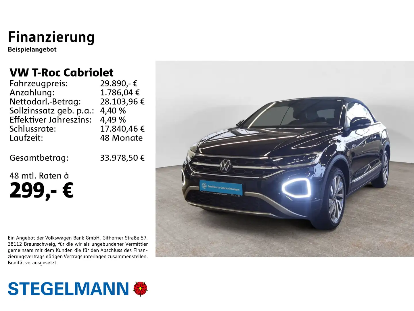 Volkswagen T-Roc 1.0 TSI Goal *LED*Navi*+3J. Gara Schwarz - 2