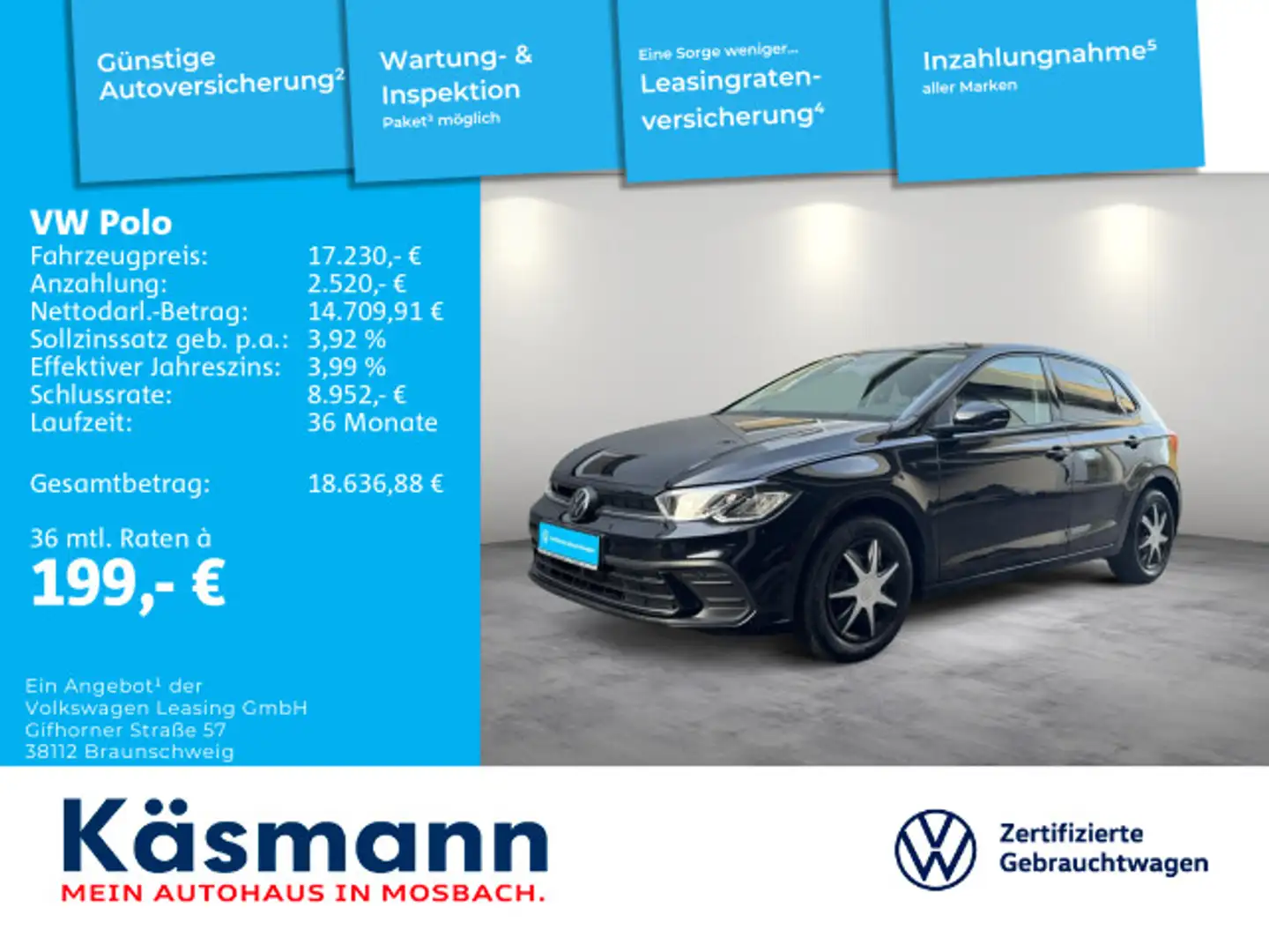 Volkswagen Polo Life 1.0TSI DSG NAVI LED SHZ CARPLAY Schwarz - 1