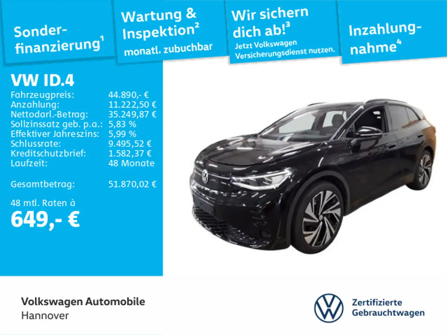 Volkswagen ID.4 GTX 4M Navi AHK LED Pano Kamera PDC HuD WP Schwarz - 1