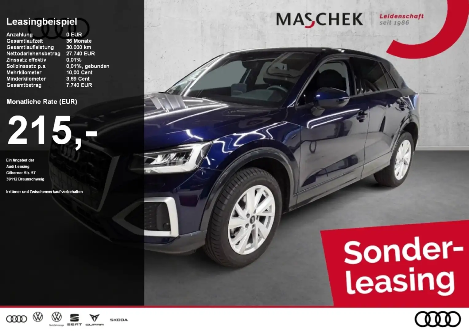 Audi Q2 Advanced 35 TFSI AHK LED VC PDC GRA DAB Sitzh Blau - 1