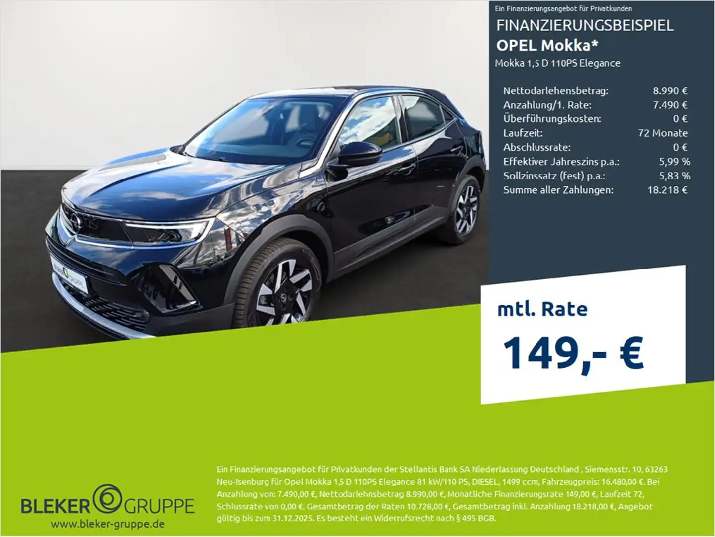 Opel Mokka Mokka 1,5 D 110PS Elegance Noir - 1
