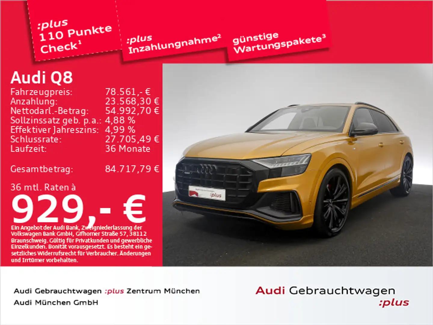 Audi Q8 55 TFSI qu. tiptr. Pano/LuftFed/ACC Orange - 1