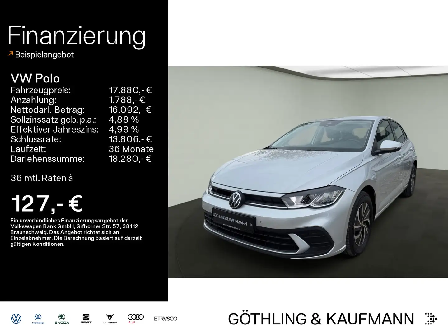 Volkswagen Polo 1.0 TSI Life*LED*Digital*App-Connect*Kamera Argent - 1