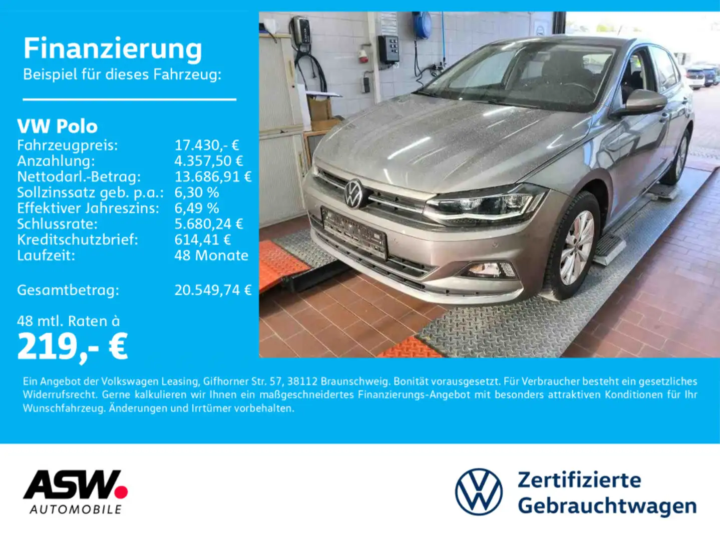 Volkswagen Polo Highline 1.0 TSI DSG LED NAVI RFK ACC SHZ Grau - 1