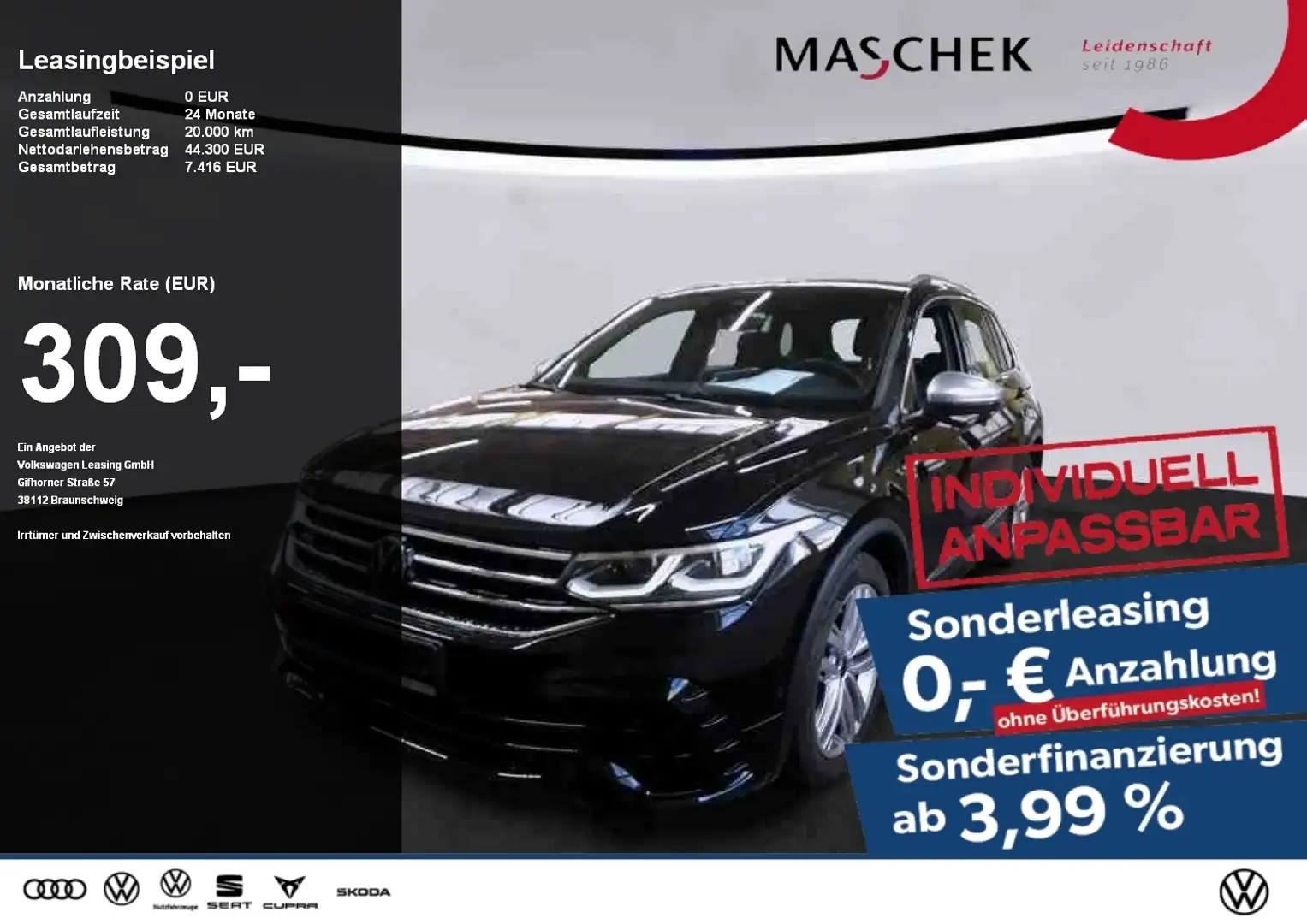 Volkswagen Tiguan R Sonderleasing! RearView IQDrive Leder Schwarz - 1