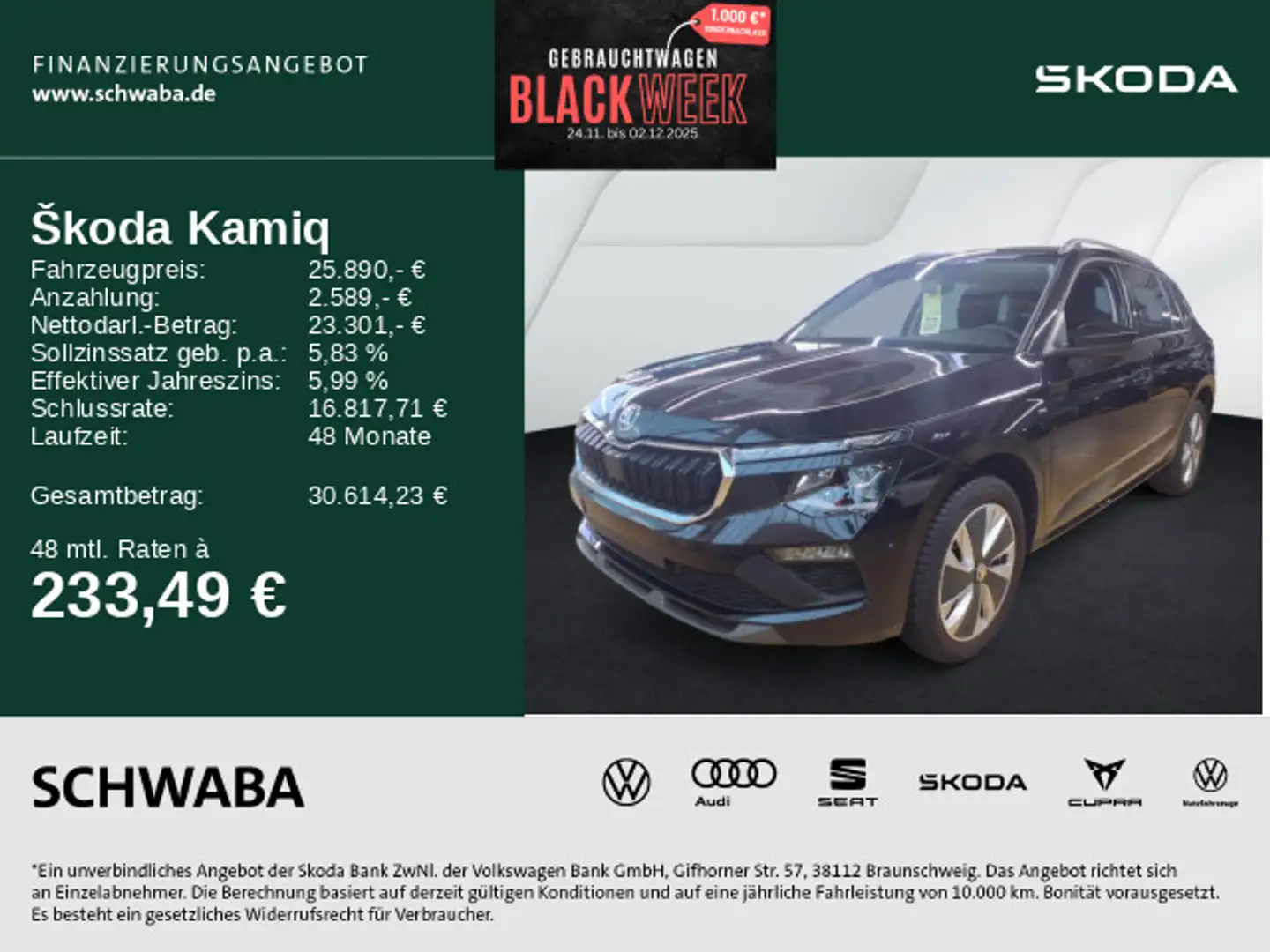 Skoda Kamiq Selection 1.0 TSI DSG *ACC*AHK*LED*NAVI*17 Schwarz - 1