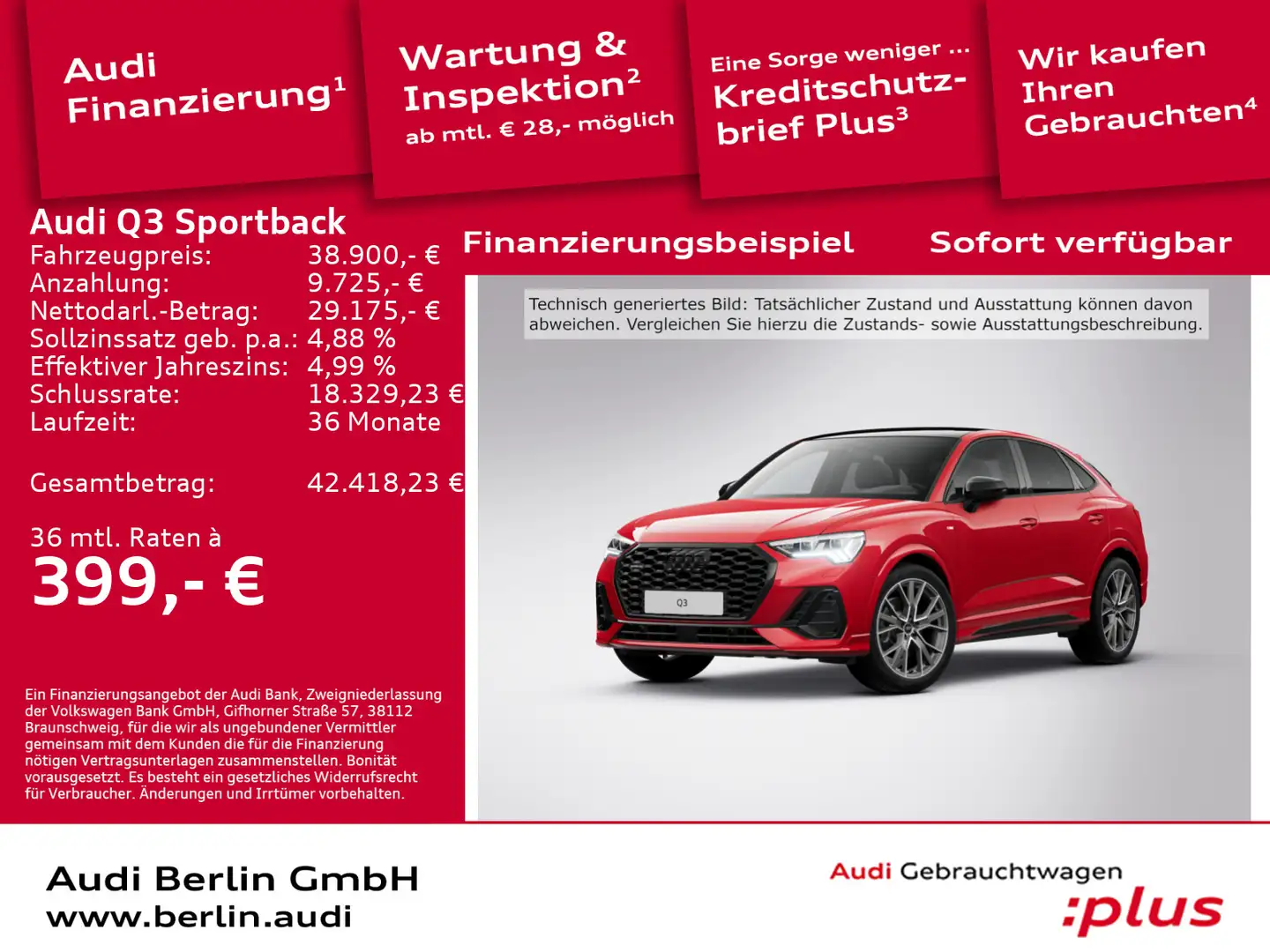 Audi Q3 S line 45 TFSI qu.S tr. MATRIX PANO Rot - 1