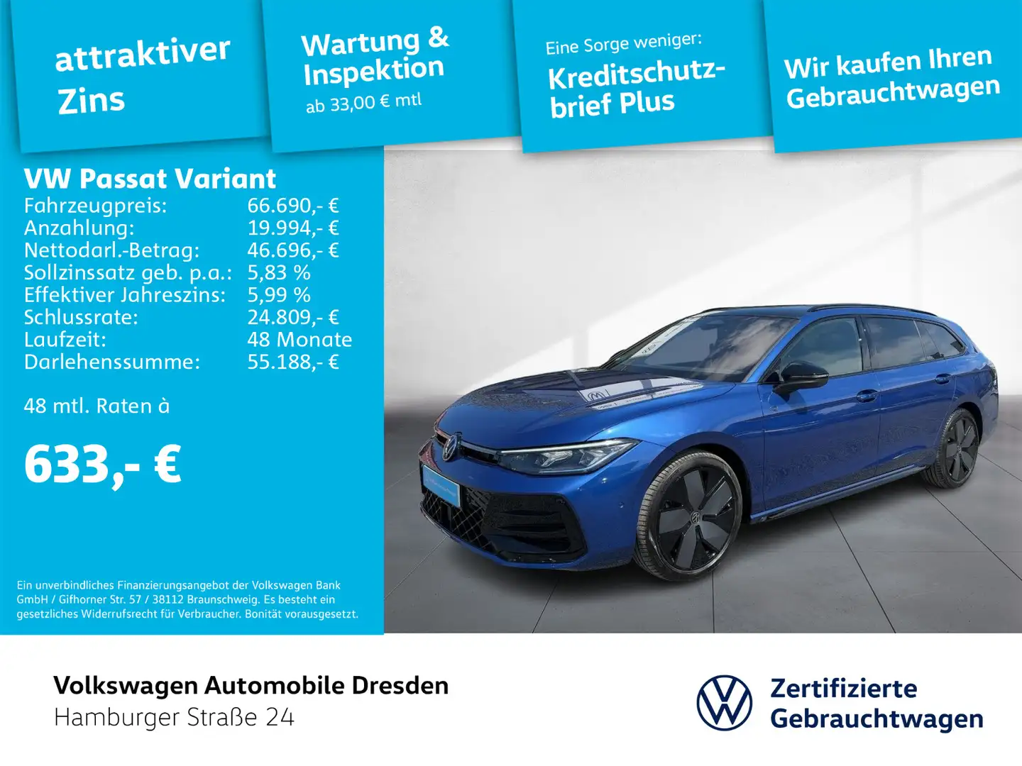 Volkswagen Passat Variant 2.0 TDI 4MOTION R-Line AHK PANO Blau - 1