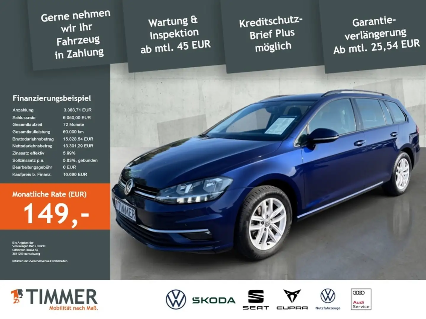 Volkswagen Golf Variant VII Variant Golf VII Variant 1.6 TDI COMFORT *ACC Blau - 2