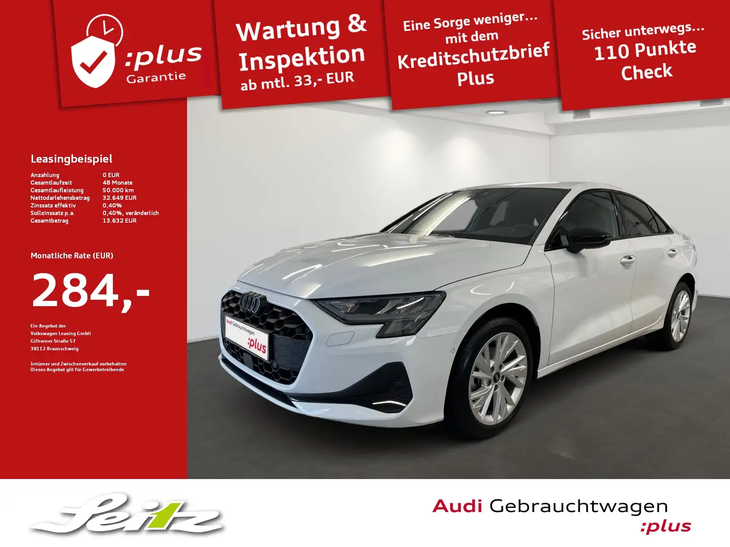 Audi A3 Limousine 30 TFSI advanced *AHK*LED*KAMERA*NAVI* Weiß - 1