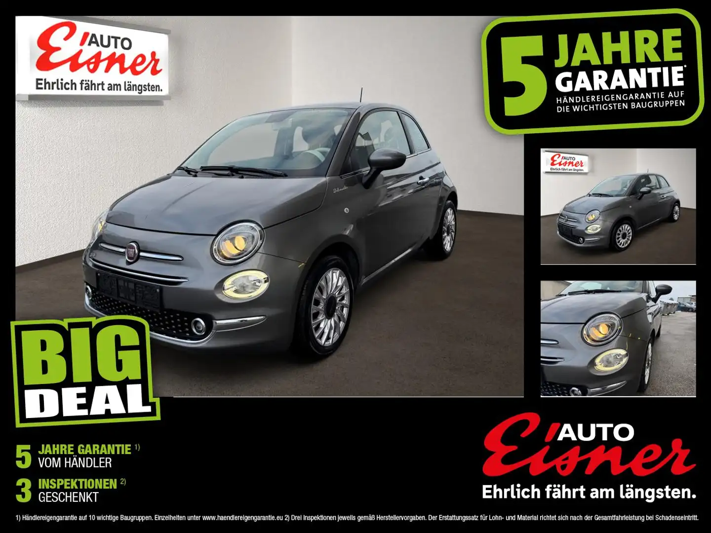Fiat 500 1.0 GSE HYBRID 70HP Leder Grau - 1