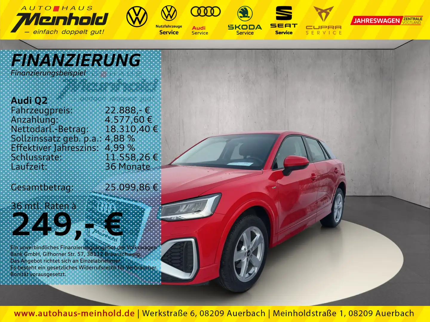 Audi Q2 30 TFSI S-Line, el. Heckklappe, GRA, 6-Gang Rot - 1