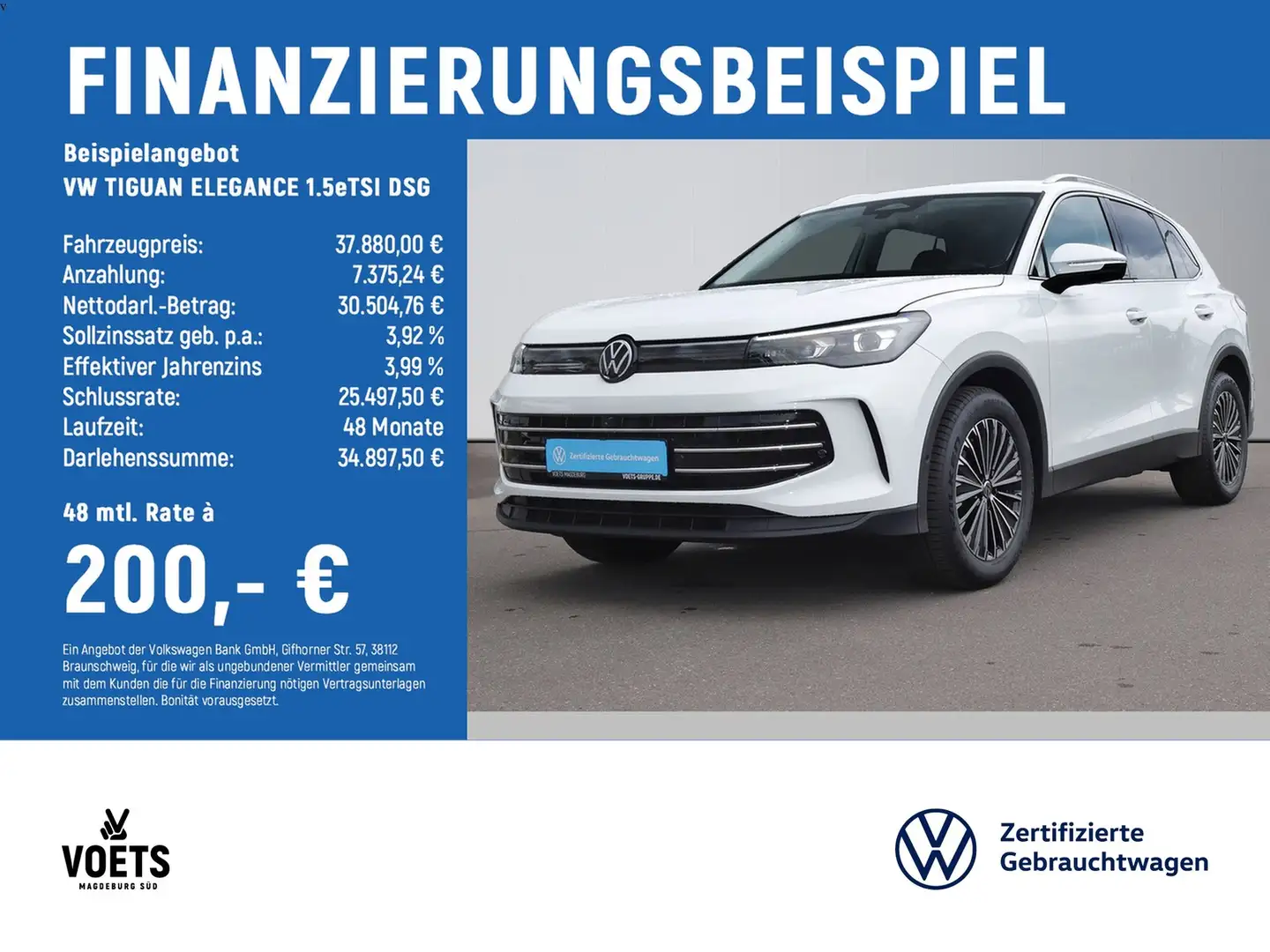 Volkswagen Tiguan ELEGANCE 1.5eTSI DSG IQ-LIGHT+AHK+AREA V. Blanc - 2
