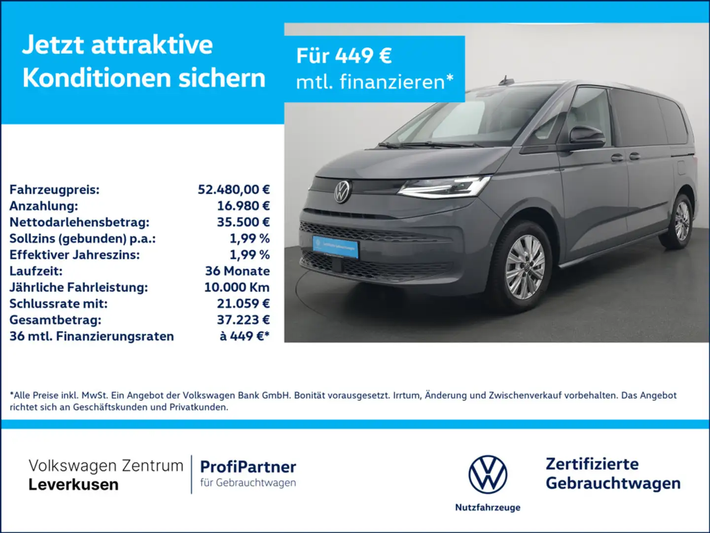 Volkswagen T7 Multivan DSG AHK PANO KEYLESS SHZ MATRIX V Gris - 1